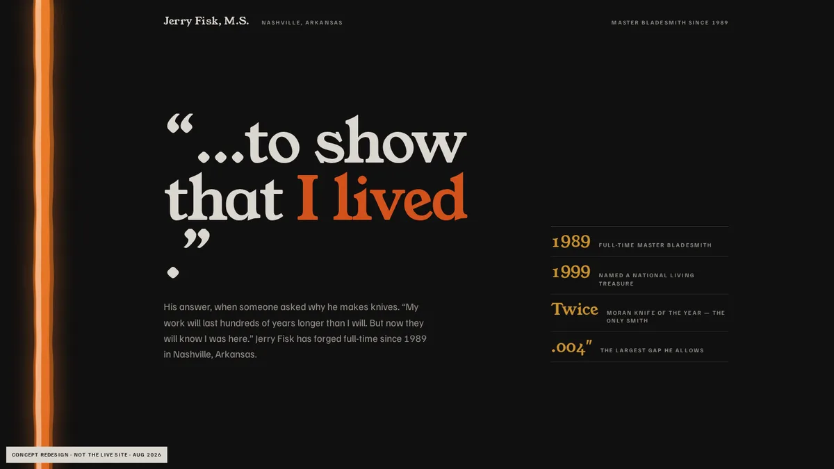 Jerry Fisk, M.S. — concept redesign by JesseStudio.