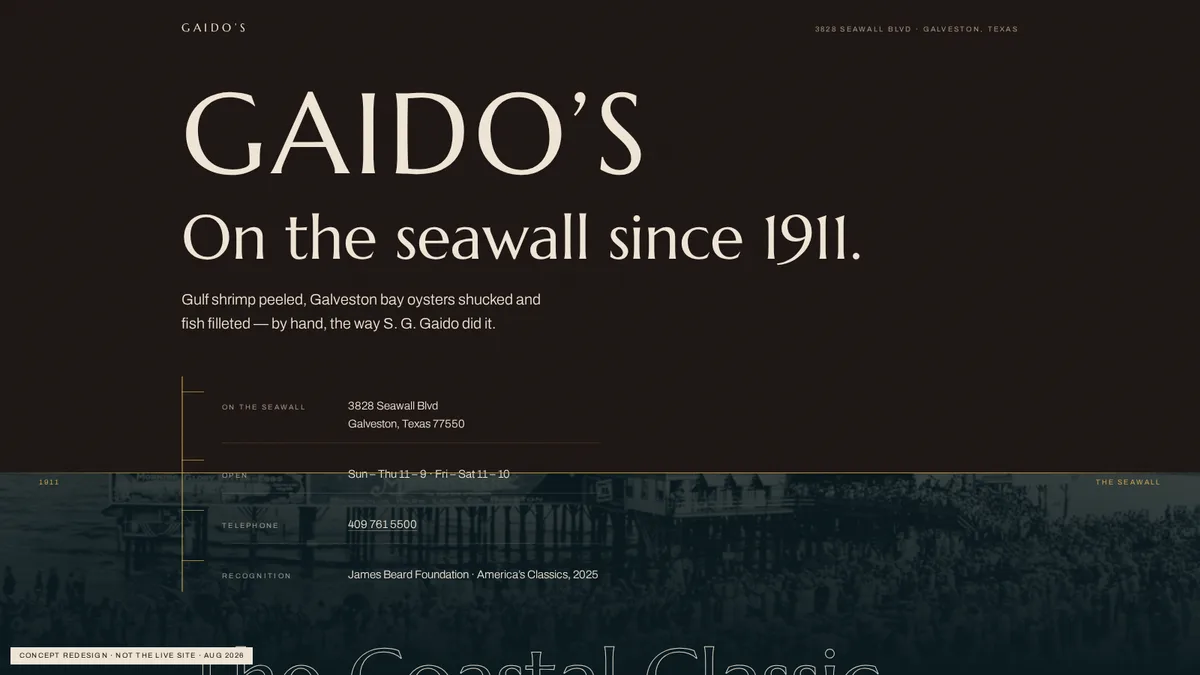 Gaido’s Seafood Restaurant — concept redesign by JesseStudio.