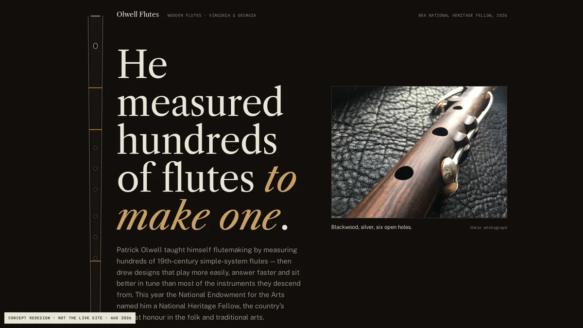 Olwell Flutes — concept redesign by JesseStudio.